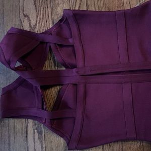Burgundy fitted mini dress